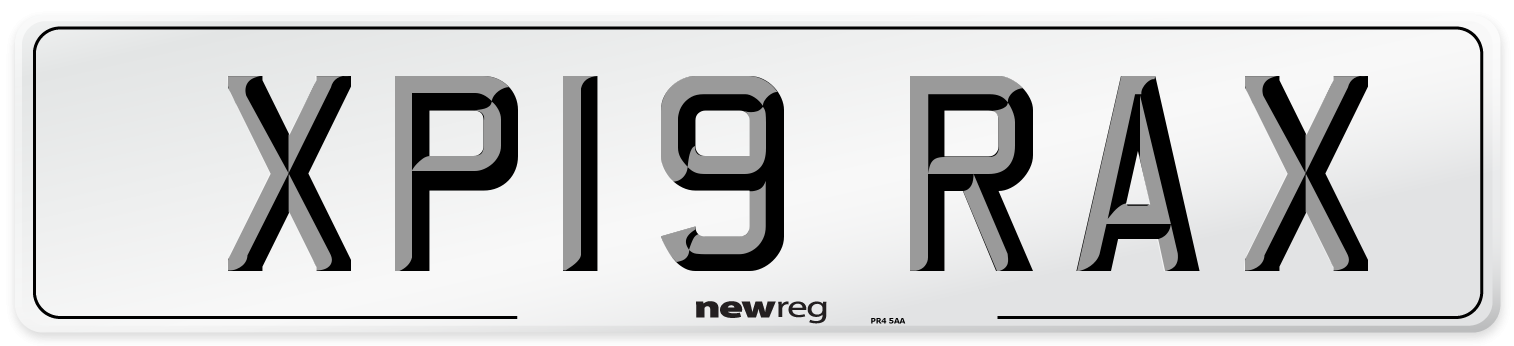 XP19 RAX Number Plate from New Reg